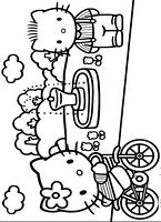 dla dziewczynek do wydruku kolorowanki hello kitty na rowerze w parku z przyjacielem, obrazek numer 40
